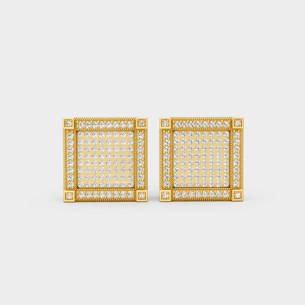 1.54 Ct Lab Grown Diamond Men’s Stud Earrings In Yellow Gold GLI Certified